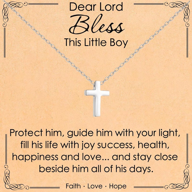 ELLEZZA Valentines Day Gifts for Kids-Cross Necklace Gifts for Boys,Small Cross Pendant Necklace Religious First communion Confirmation Baptism Jewelry Gifts - Image 1